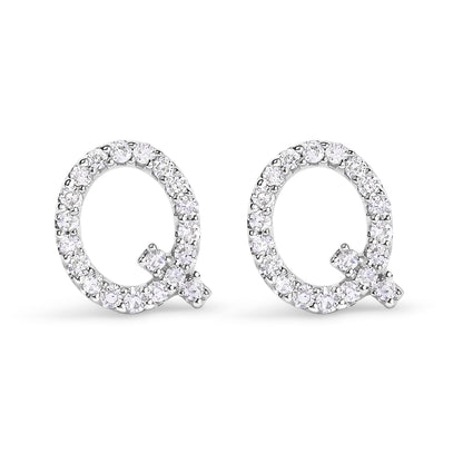10K White Gold 1/10 Cttw Diamond Initial â€œAâ€ Stud Earring Bids.com