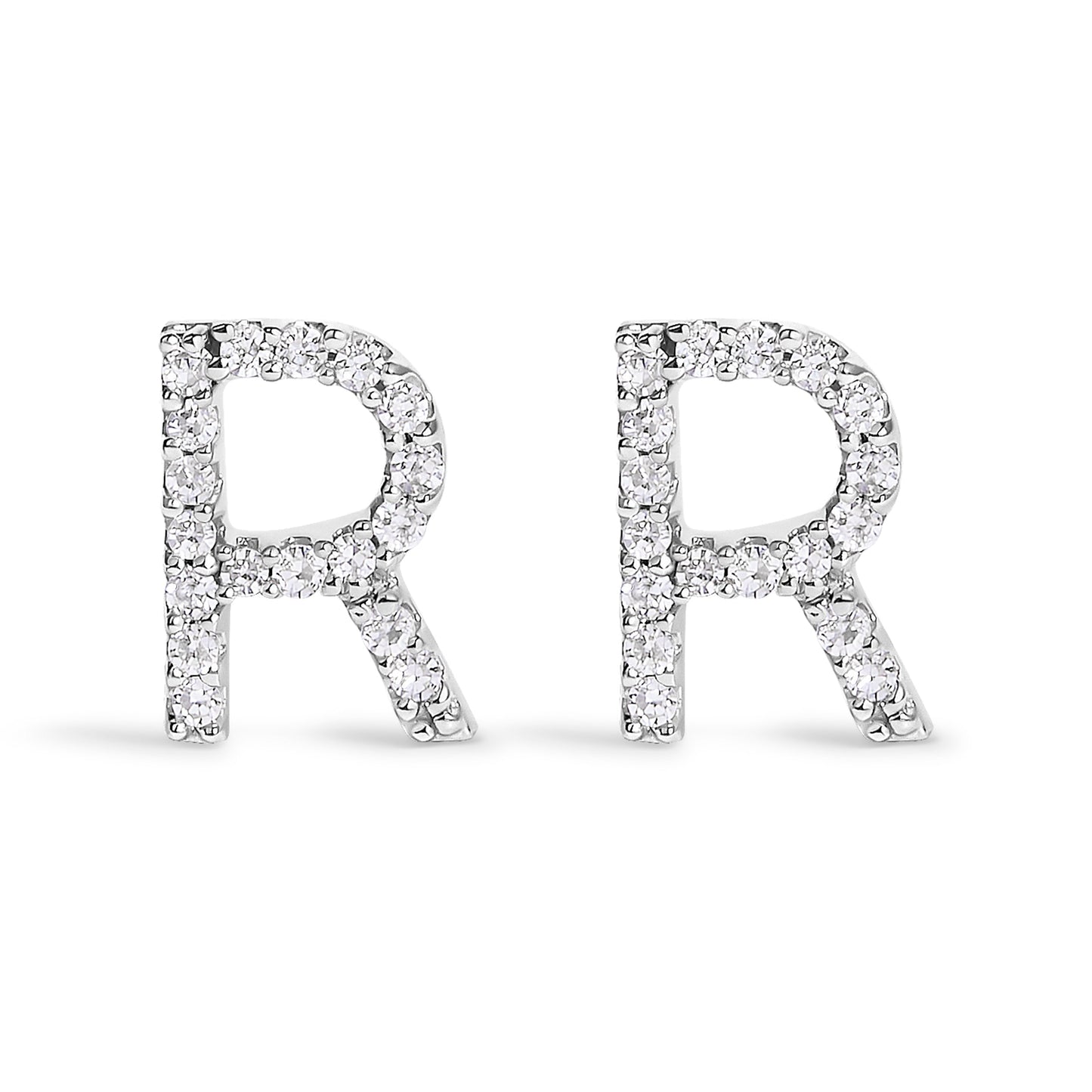 10K White Gold 1/10 Cttw Diamond Initial â€œAâ€ Stud Earring Bids.com