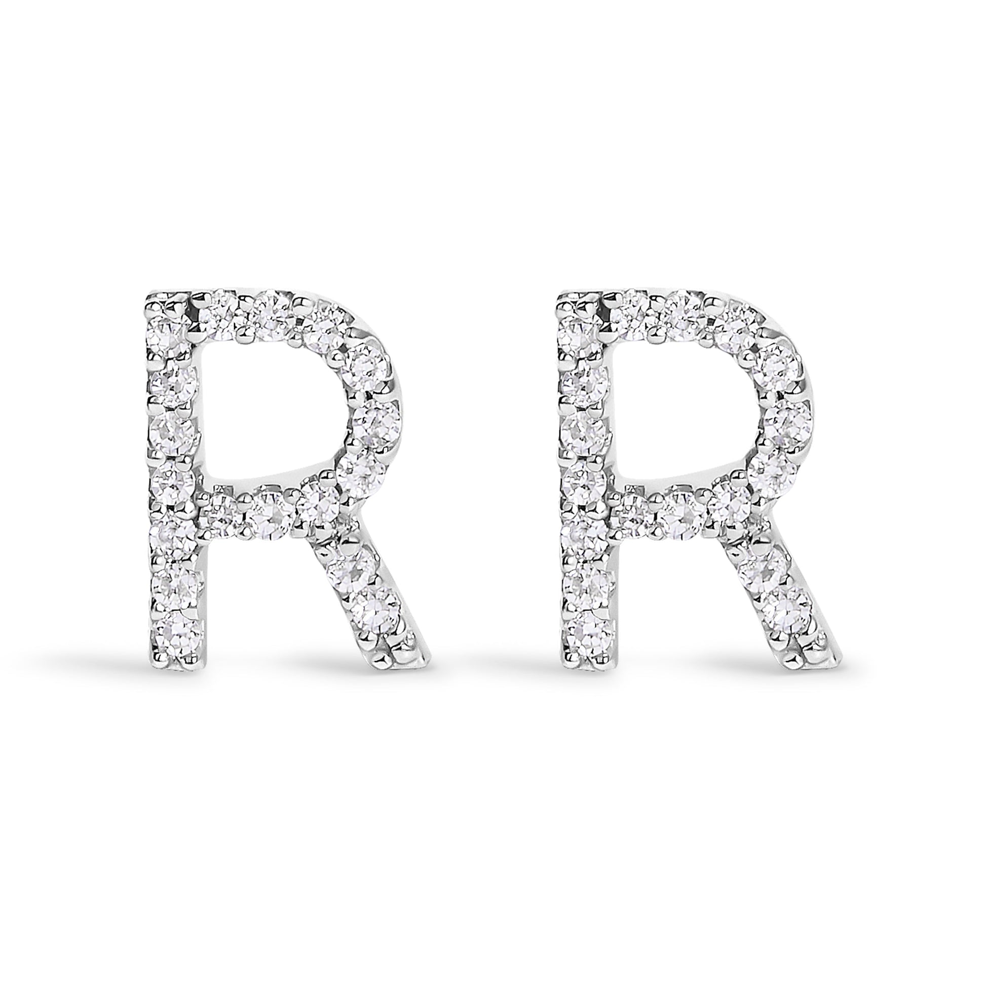 10K White Gold 1/10 Cttw Diamond Initial â€œAâ€ Stud Earring Bids.com