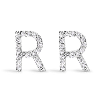 10K White Gold 1/10 Cttw Diamond Initial â€œAâ€ Stud Earring Bids.com