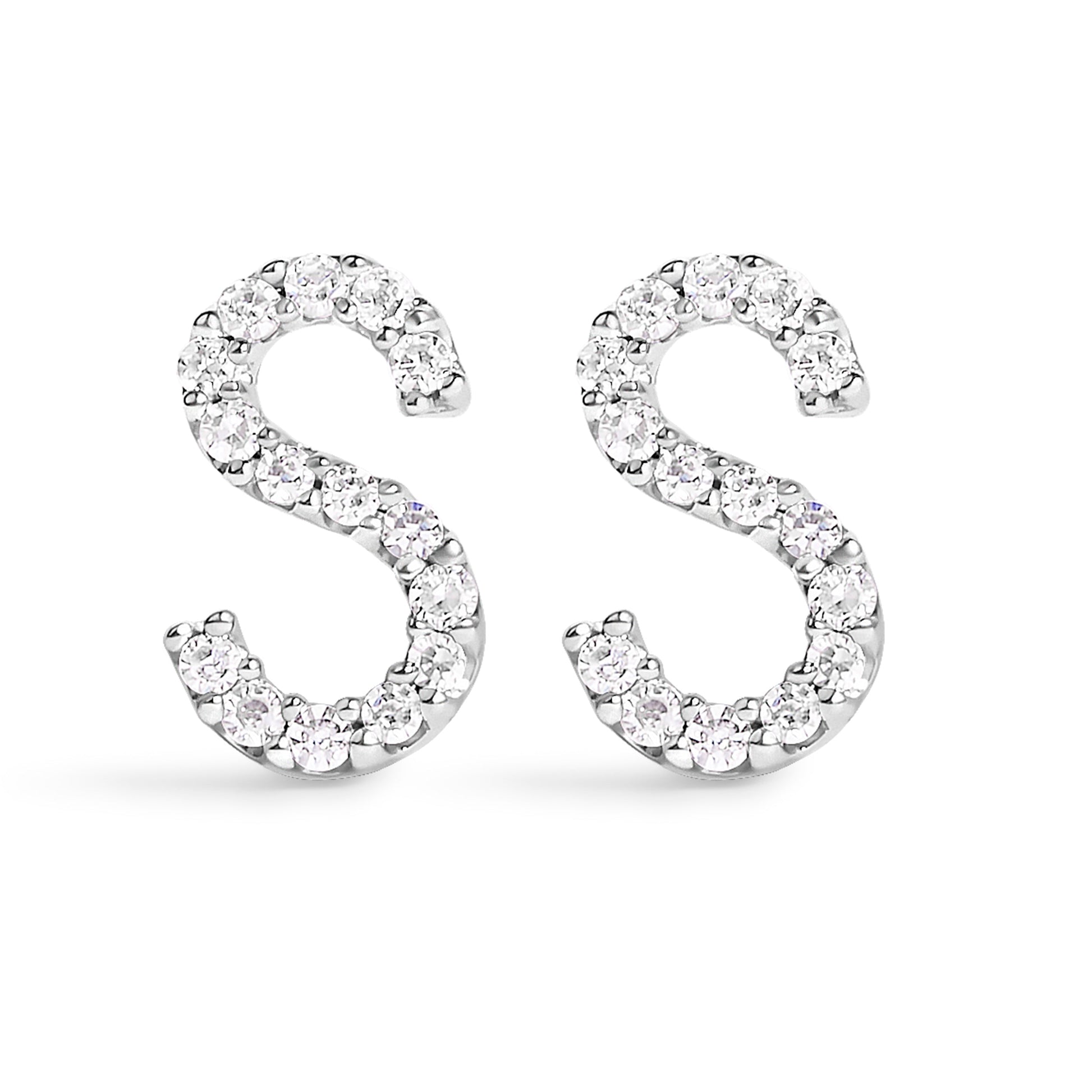 10K White Gold 1/10 Cttw Diamond Initial â€œAâ€ Stud Earring Bids.com