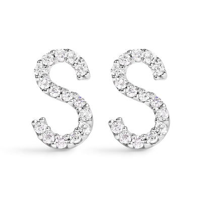 10K White Gold 1/10 Cttw Diamond Initial â€œAâ€ Stud Earring Bids.com