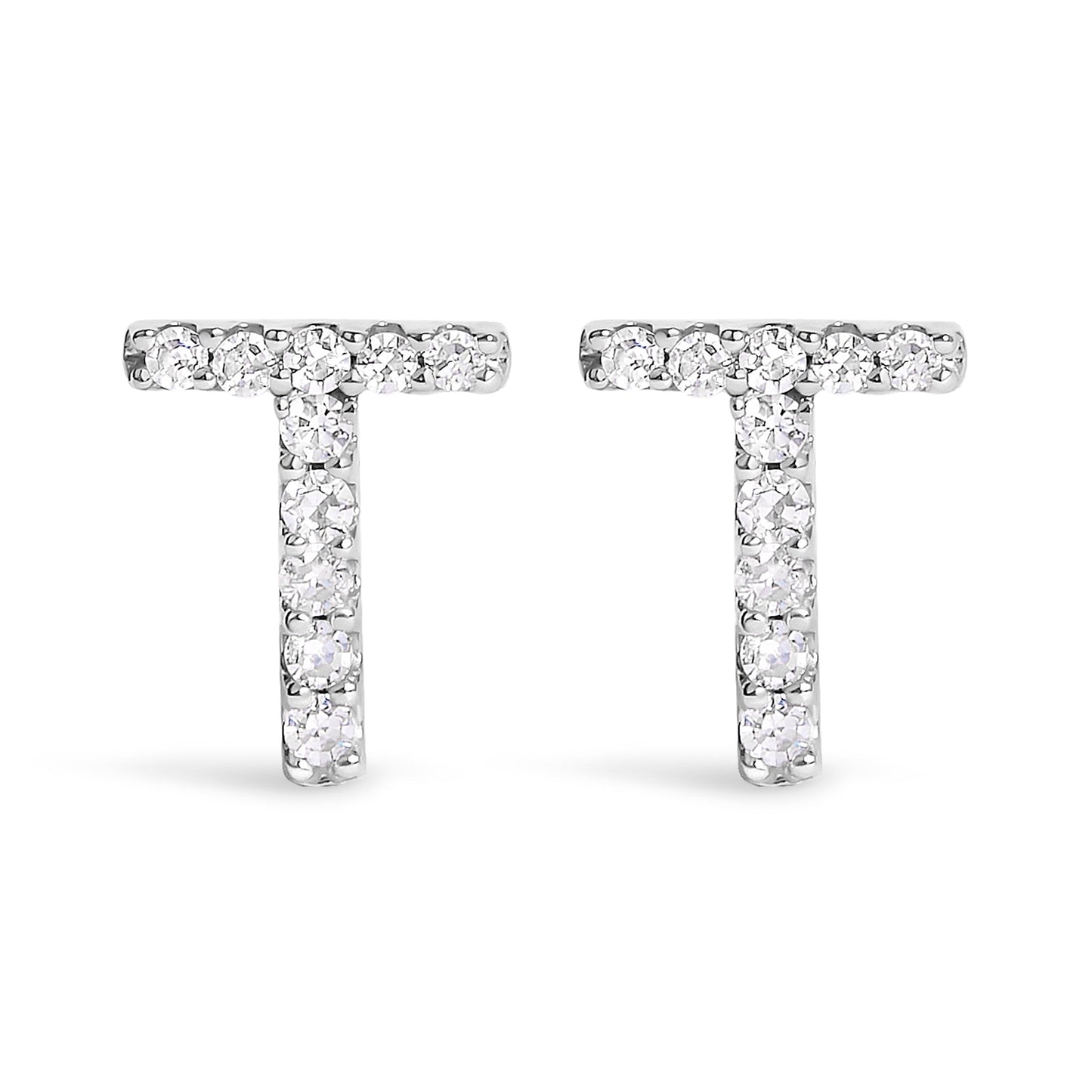 10K White Gold 1/10 Cttw Diamond Initial â€œAâ€ Stud Earring Bids.com