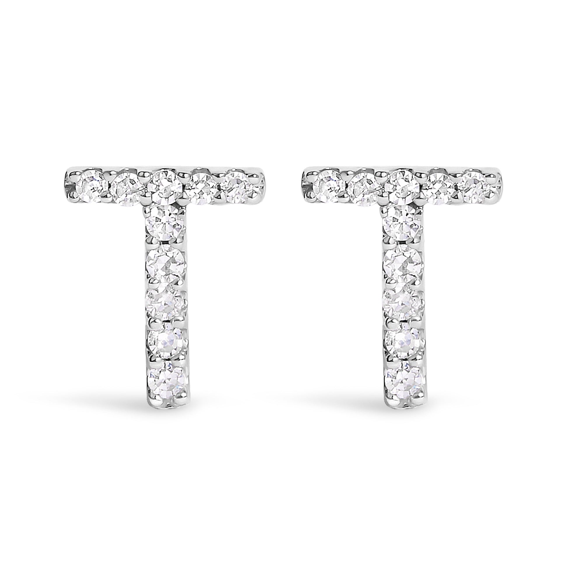 10K White Gold 1/10 Cttw Diamond Initial â€œAâ€ Stud Earring Bids.com