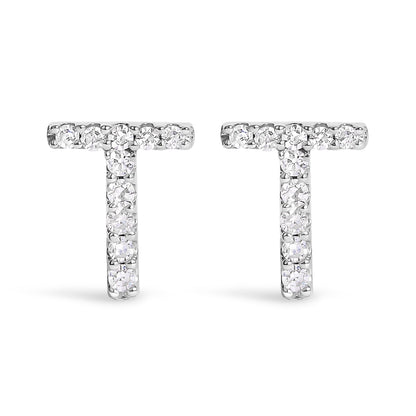 10K White Gold 1/10 Cttw Diamond Initial â€œAâ€ Stud Earring Bids.com
