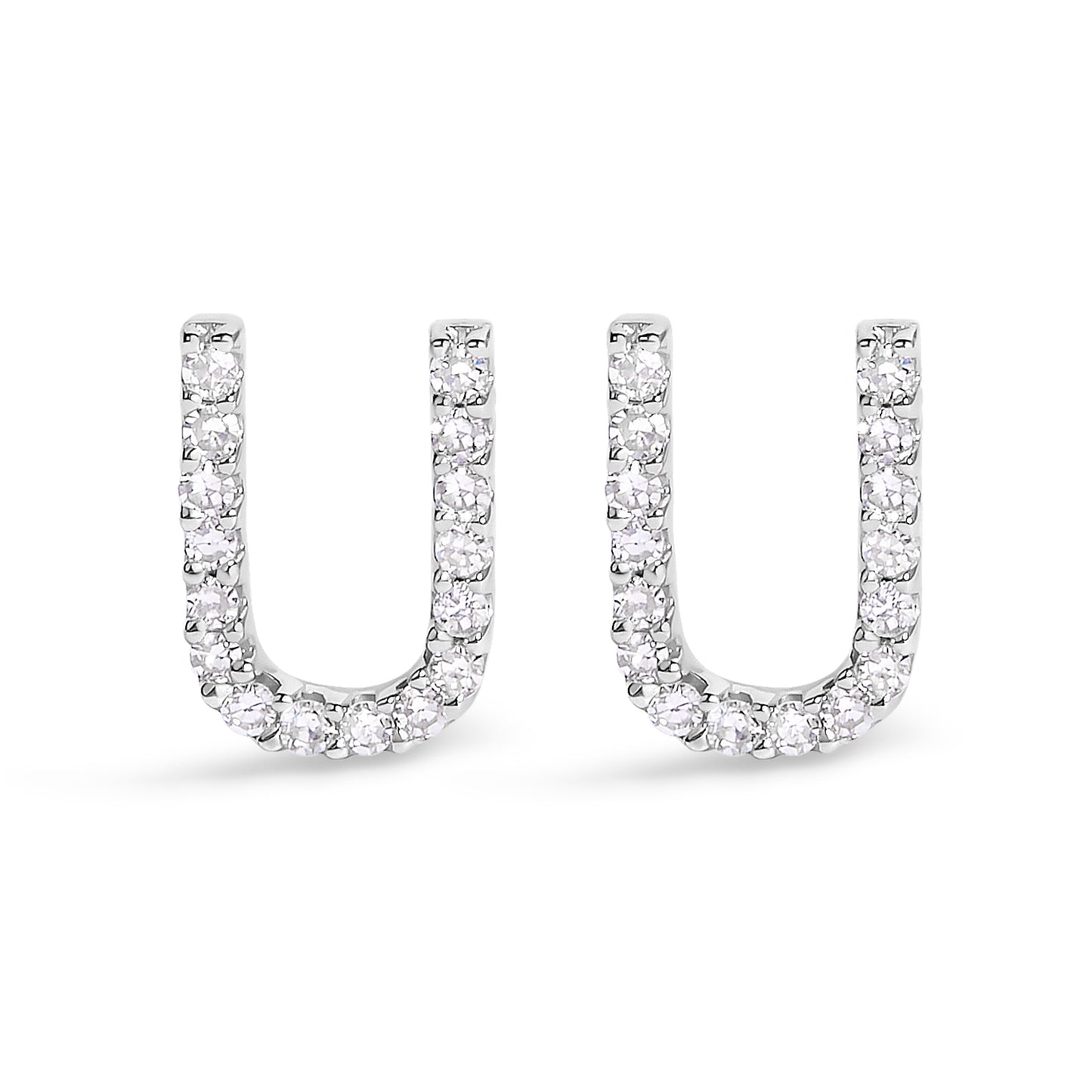 10K White Gold 1/10 Cttw Diamond Initial â€œAâ€ Stud Earring Bids.com