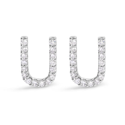 10K White Gold 1/10 Cttw Diamond Initial â€œAâ€ Stud Earring Bids.com