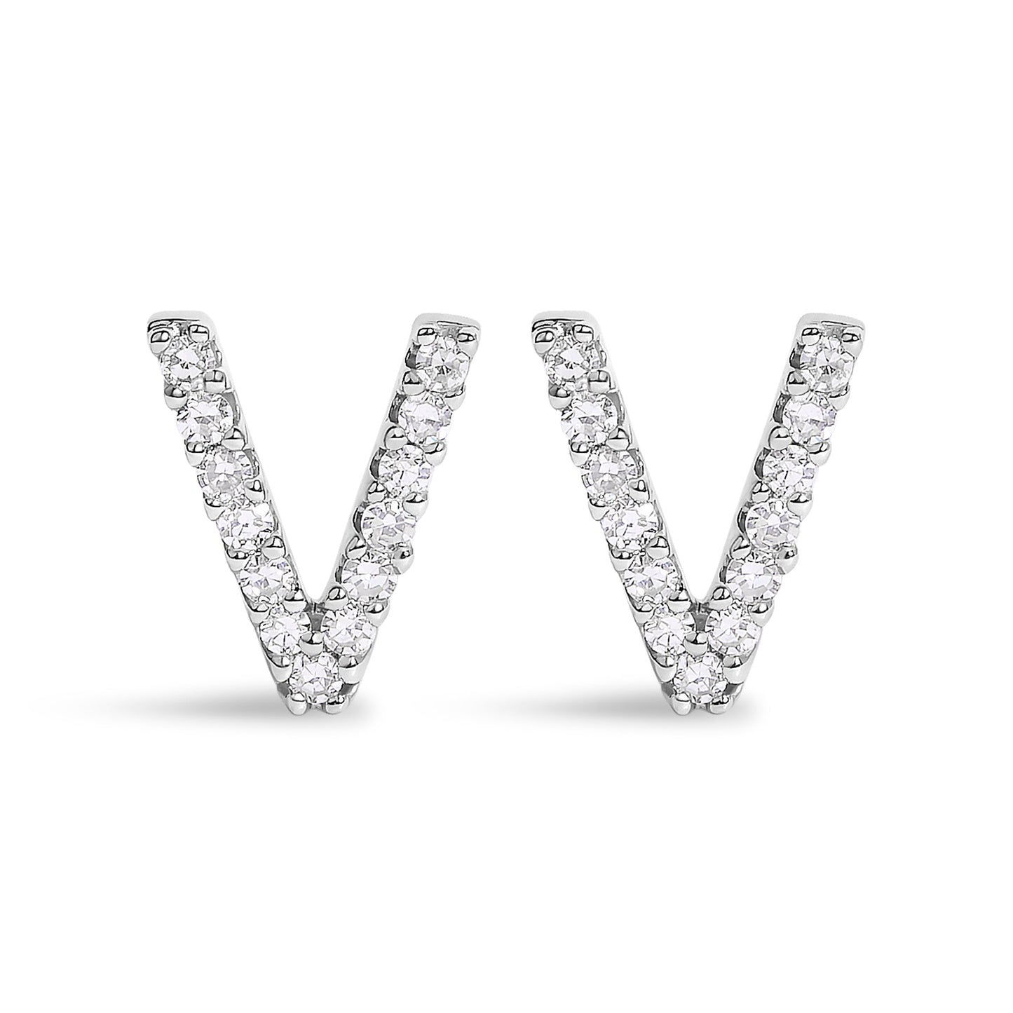 10K White Gold 1/10 Cttw Diamond Initial â€œAâ€ Stud Earring Bids.com