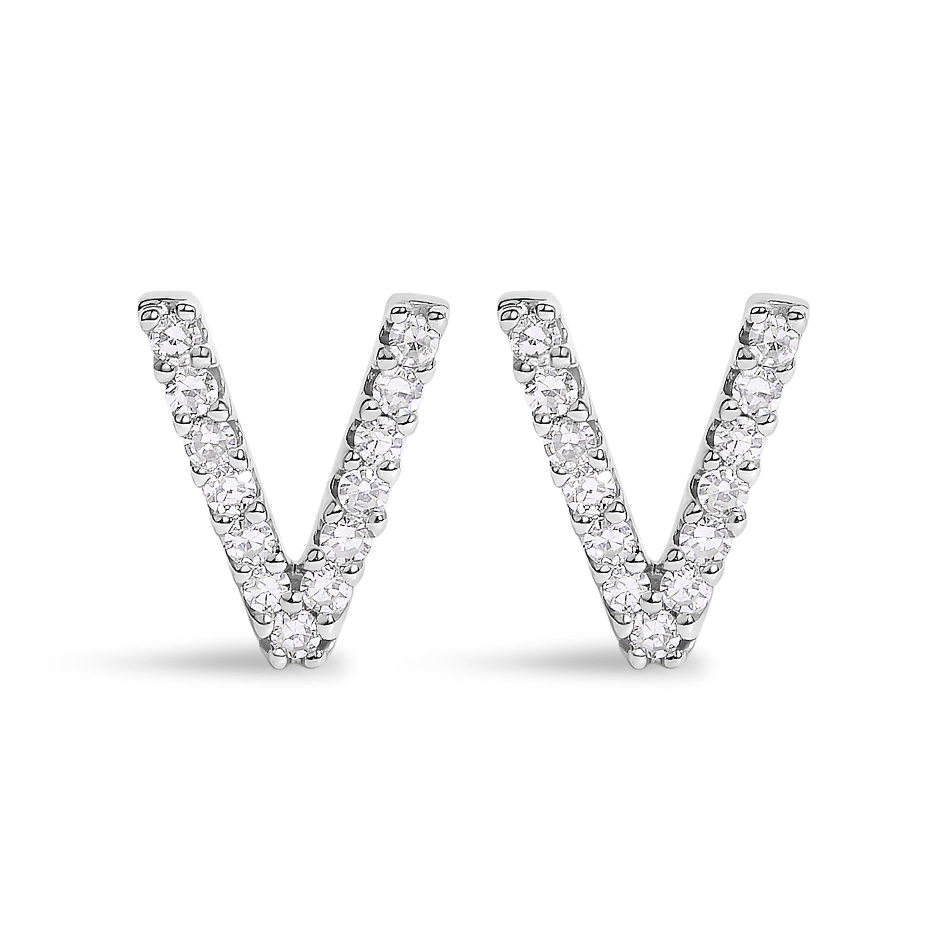 10K White Gold 1/10 Cttw Diamond Initial â€œAâ€ Stud Earring Bids.com