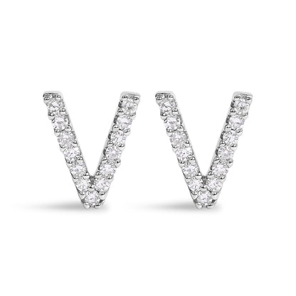 10K White Gold 1/10 Cttw Diamond Initial â€œAâ€ Stud Earring Bids.com
