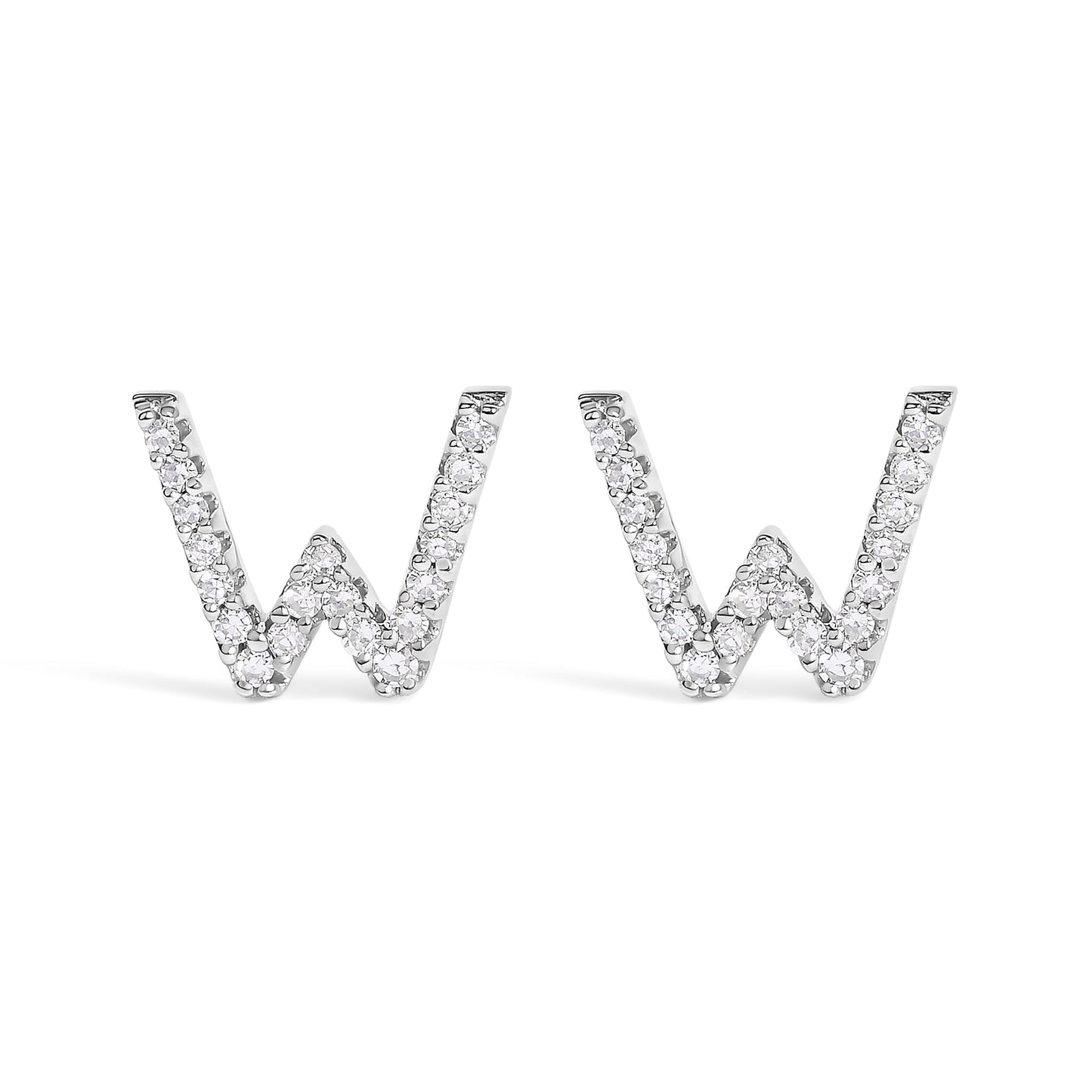 10K White Gold 1/10 Cttw Diamond Initial â€œAâ€ Stud Earring Bids.com