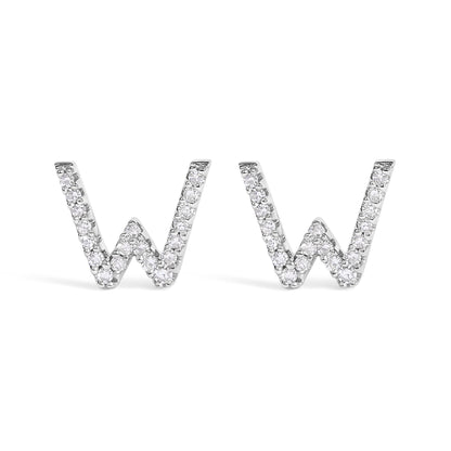 10K White Gold 1/10 Cttw Diamond Initial â€œAâ€ Stud Earring Bids.com