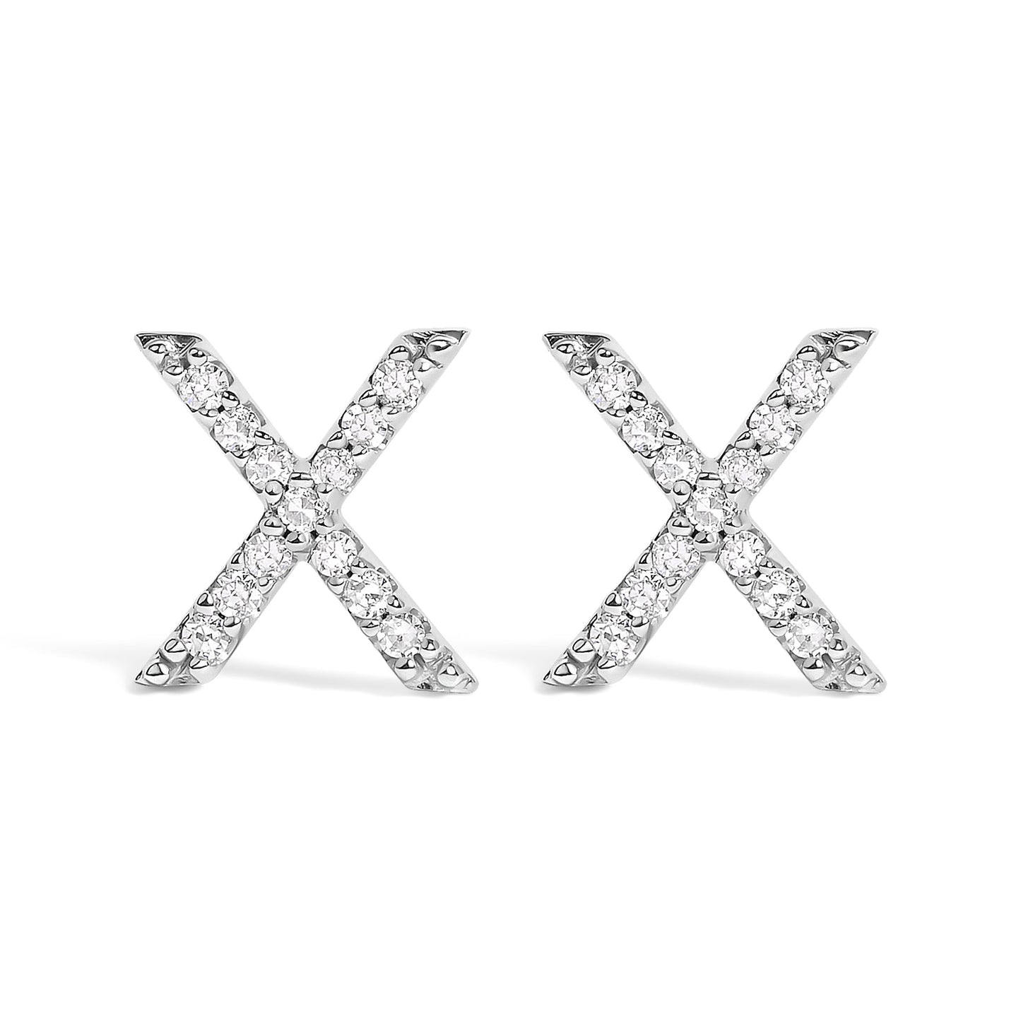 10K White Gold 1/10 Cttw Diamond Initial â€œAâ€ Stud Earring Bids.com