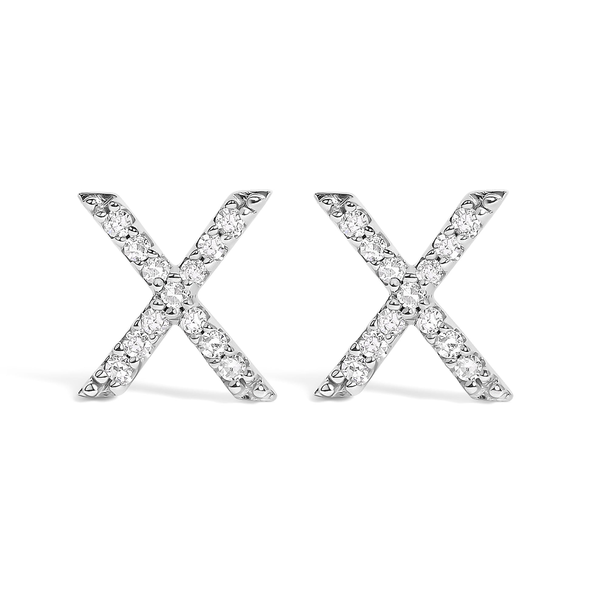 10K White Gold 1/10 Cttw Diamond Initial â€œAâ€ Stud Earring Bids.com