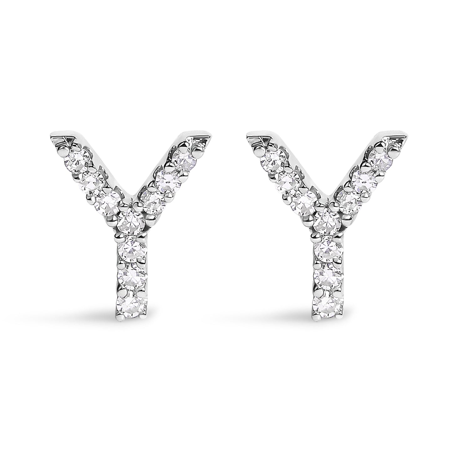 10K White Gold 1/10 Cttw Diamond Initial â€œAâ€ Stud Earring Bids.com