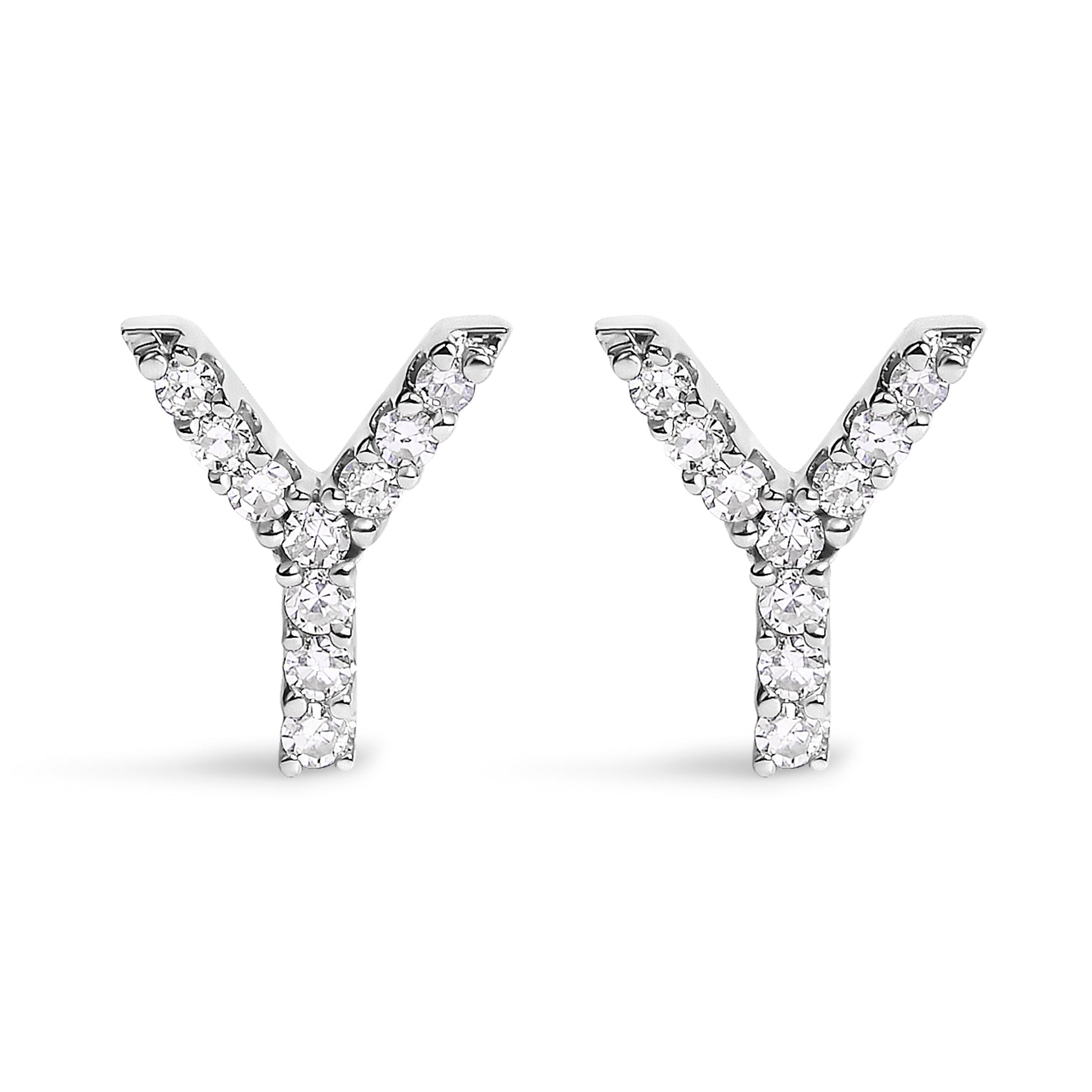 10K White Gold 1/10 Cttw Diamond Initial â€œAâ€ Stud Earring Bids.com