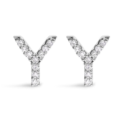 10K White Gold 1/10 Cttw Diamond Initial â€œAâ€ Stud Earring Bids.com