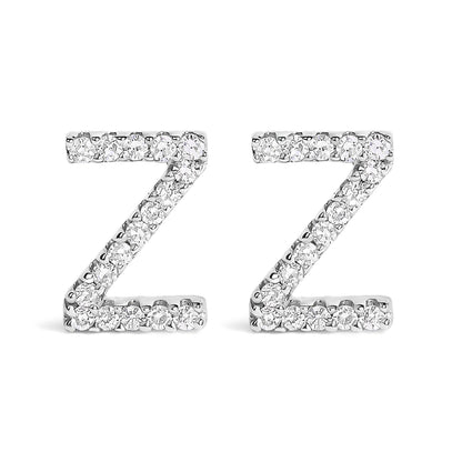 10K White Gold 1/10 Cttw Diamond Initial â€œAâ€ Stud Earring Bids.com