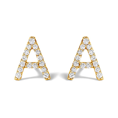 10K White Gold 1/10 Cttw Diamond Initial â€œAâ€ Stud Earring Bids.com