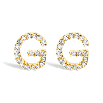 10K White Gold 1/10 Cttw Diamond Initial â€œAâ€ Stud Earring Bids.com