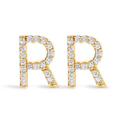 10K White Gold 1/10 Cttw Diamond Initial â€œAâ€ Stud Earring Bids.com