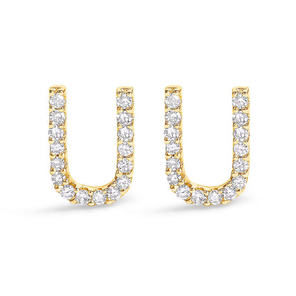 10K White Gold 1/10 Cttw Diamond Initial â€œAâ€ Stud Earring Bids.com