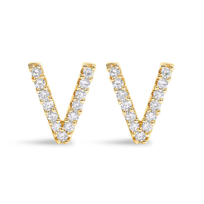10K White Gold 1/10 Cttw Diamond Initial â€œAâ€ Stud Earring Bids.com