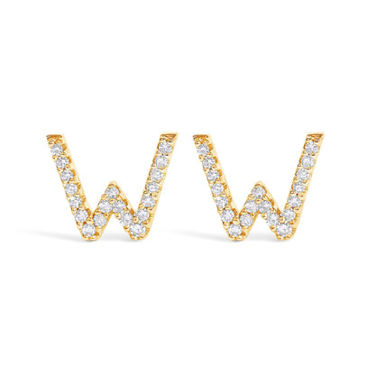 10K White Gold 1/10 Cttw Diamond Initial â€œAâ€ Stud Earring Bids.com
