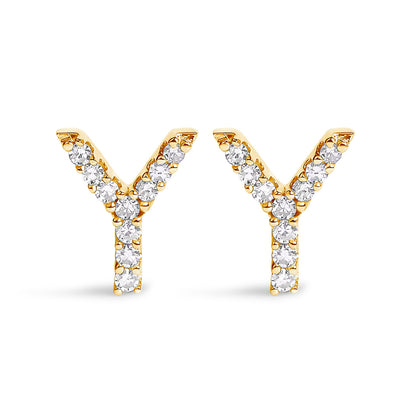 10K White Gold 1/10 Cttw Diamond Initial â€œAâ€ Stud Earring Bids.com