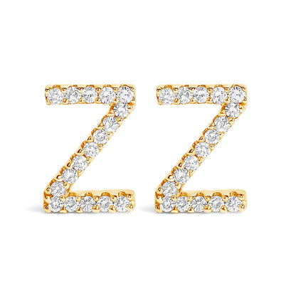 10K White Gold 1/10 Cttw Diamond Initial â€œAâ€ Stud Earring Bids.com