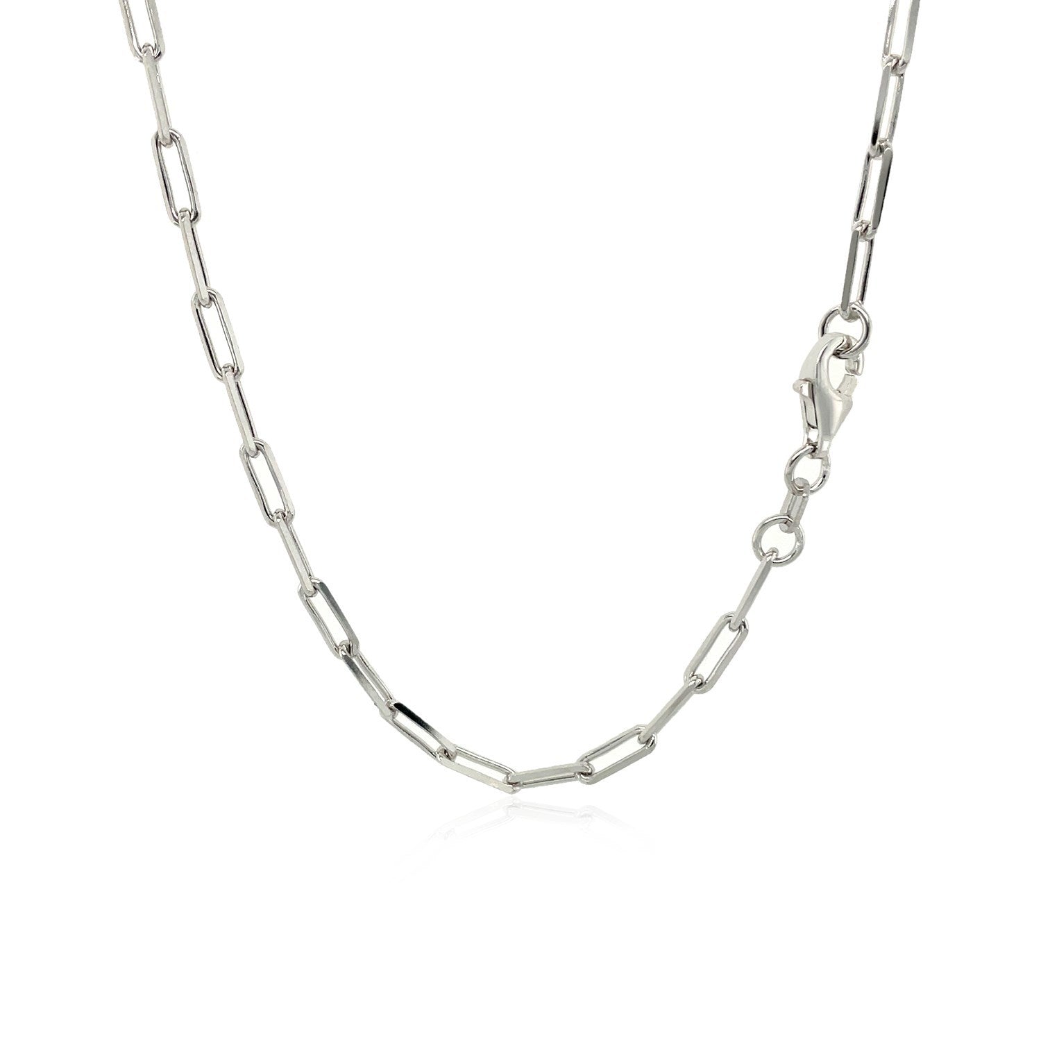 Sterling Silver Rhodium Plated Paperclip Chain (2.5 mm) Bids.com
