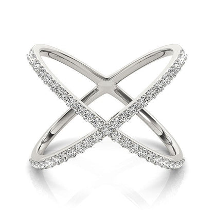 14k White Gold X Style Thin Ring with Diamonds (1/2 cttw) Bids.com