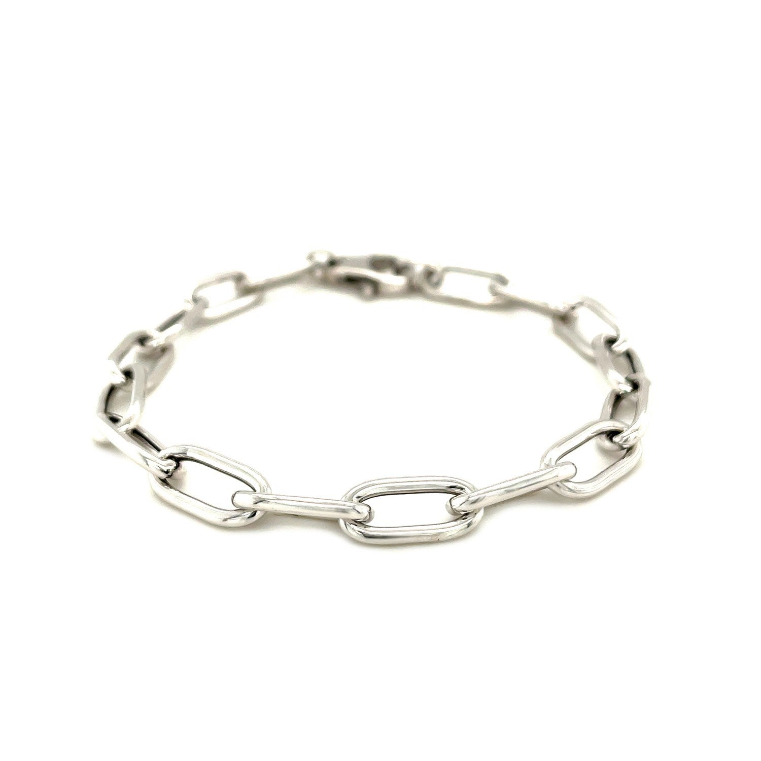 Sterling Silver Wide Paperclip Chain Bracelet Bids.com