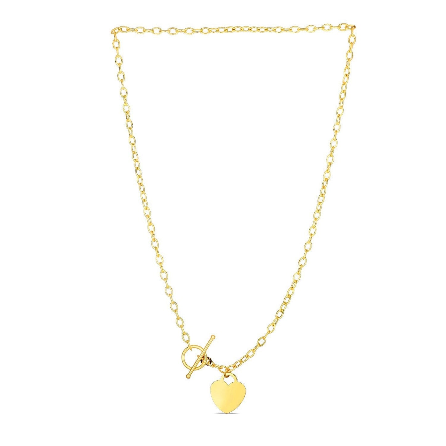Toggle Necklace with Heart Charm in 14k Yellow Gold Bids.com