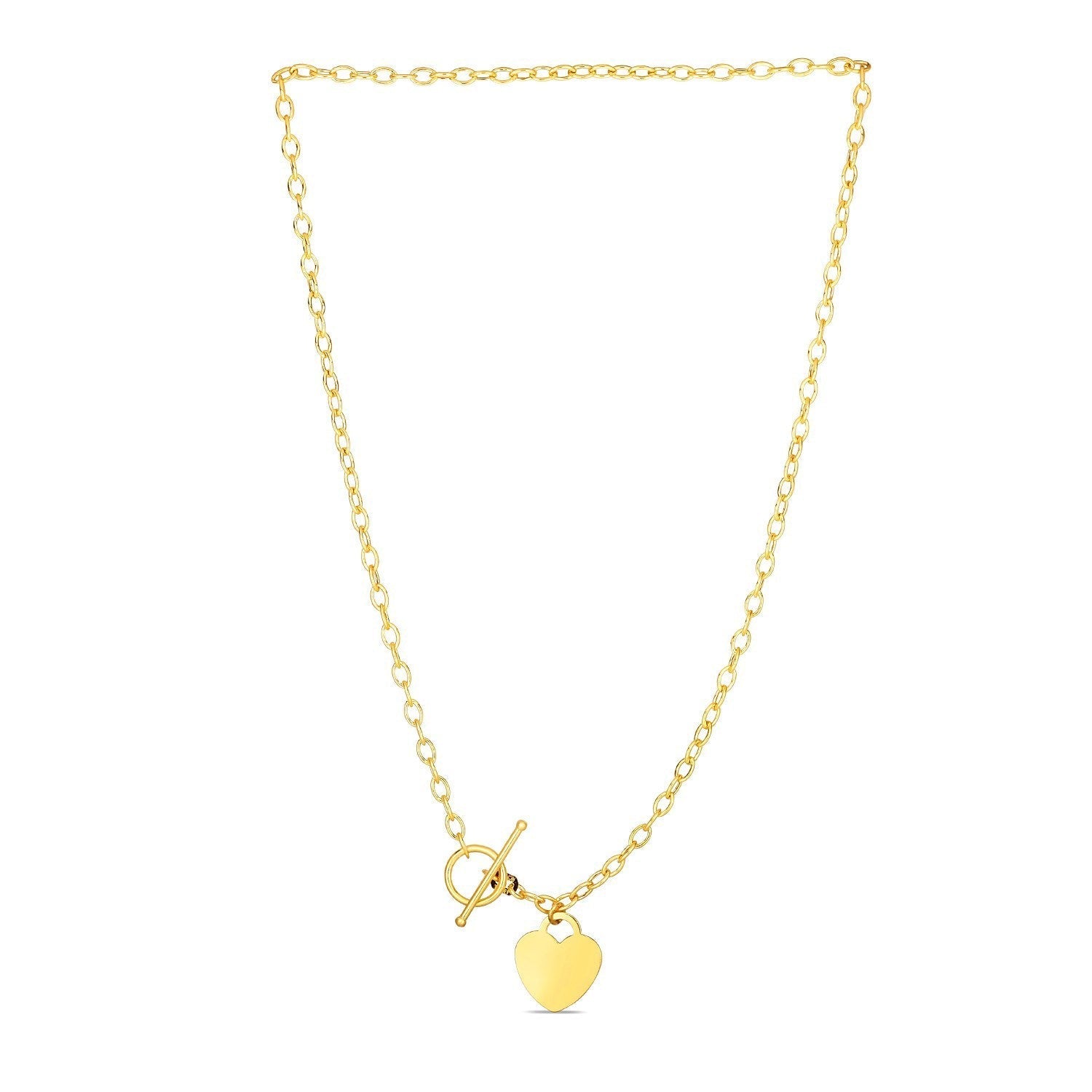 Toggle Necklace with Heart Charm in 14k Yellow Gold Bids.com