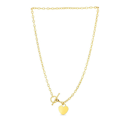 Toggle Necklace with Heart Charm in 14k Yellow Gold Bids.com