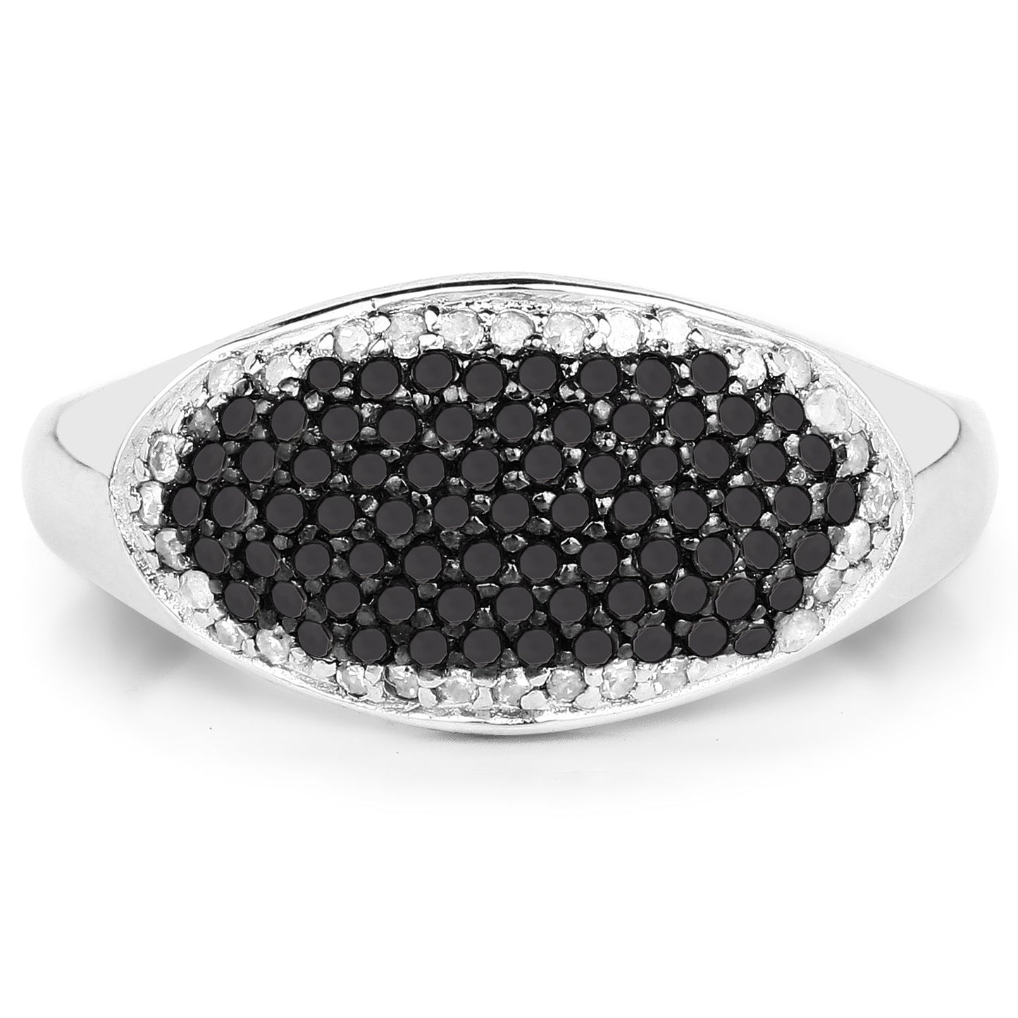 0.46 Carat Genuine Black Diamond and White Diamond .925 Sterling Silver Ring Bids.com