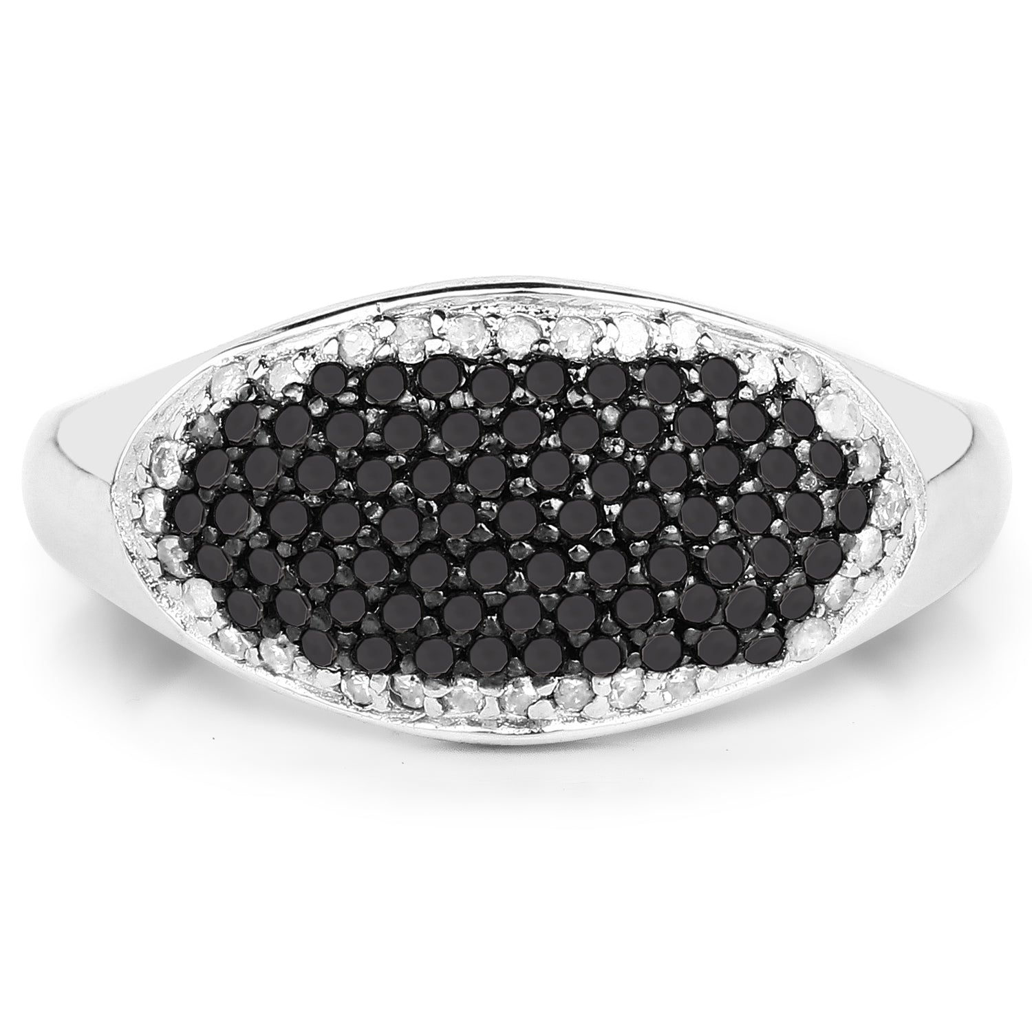 0.46 Carat Genuine Black Diamond and White Diamond .925 Sterling Silver Ring Bids.com