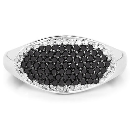 0.46 Carat Genuine Black Diamond and White Diamond .925 Sterling Silver Ring Bids.com