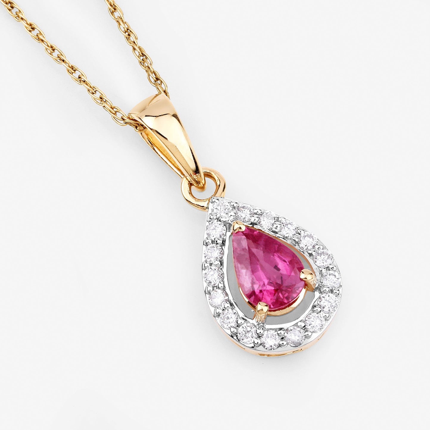 1.03 Carat Genuine Ruby and White Diamond 14K Yellow Gold Pendant Bids.com