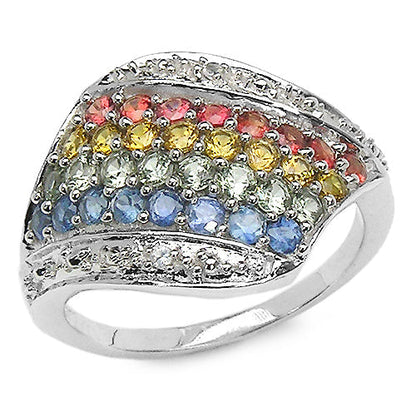 1.97 Carat Genuine Multi Stone .925 Sterling Silver Ring Bids.com