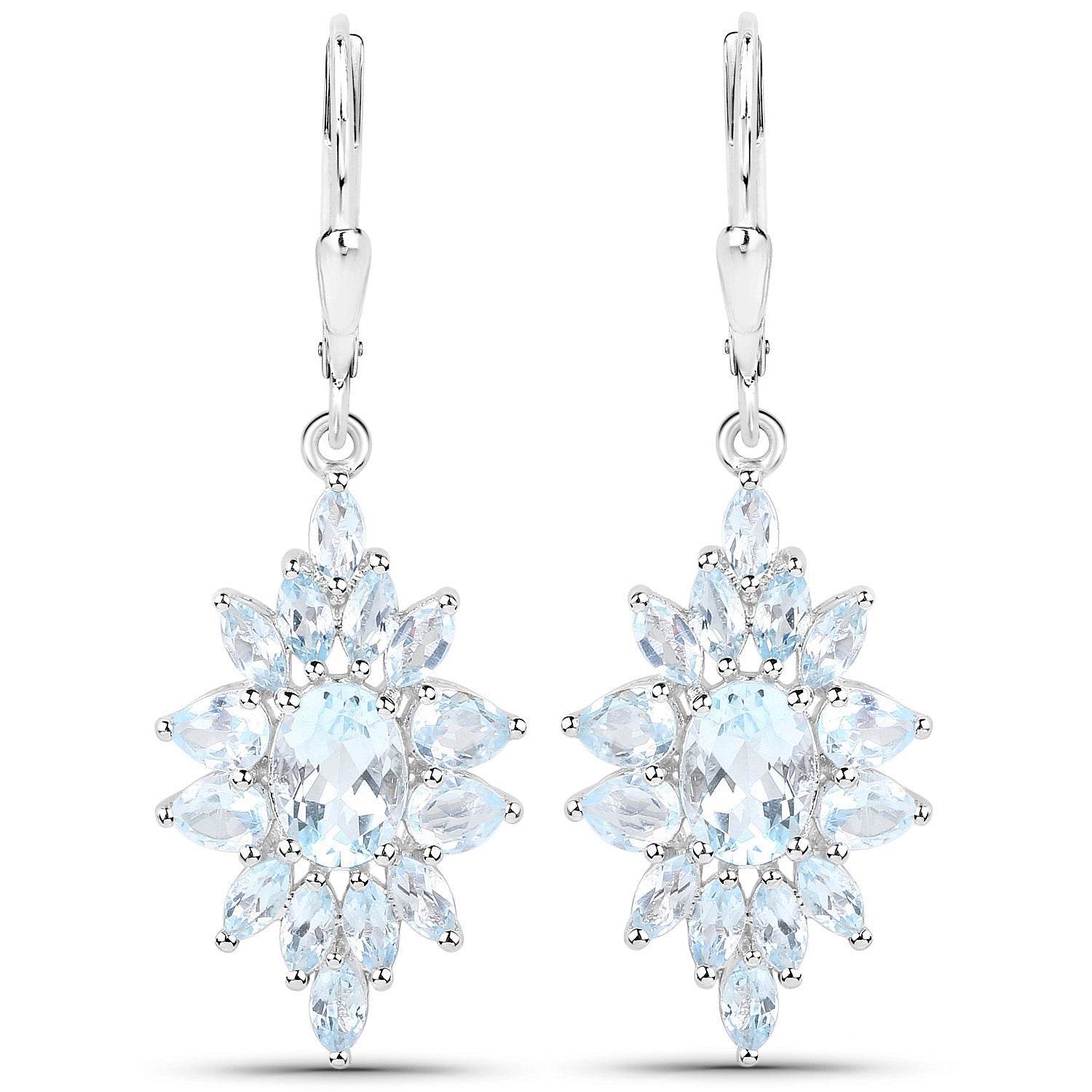 19.18 Carat Genuine Blue Topaz .925 Sterling Silver 3 Piece Jewelry Set (Ring, Earrings, and Pendant w/ Chain) Bids.com