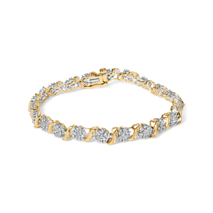 10K Yellow Gold 2.00 Cttw Round Cut Diamond 'S' Cluster Bracelet (J-K Color, I1-I2 Clarity) Bids.com