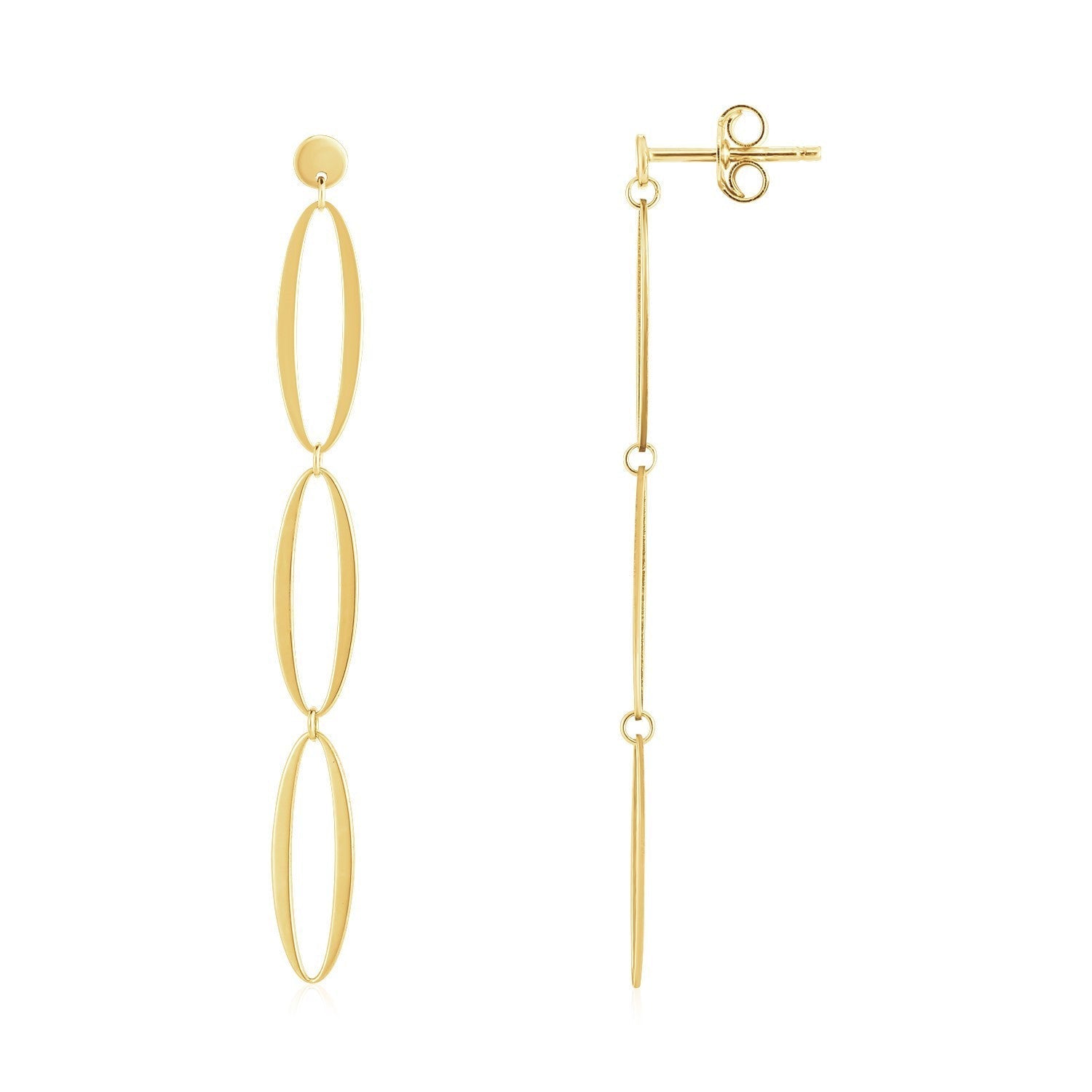 14K Yellow Gold Triple Oval Fancy Drop Earrings Bids.com