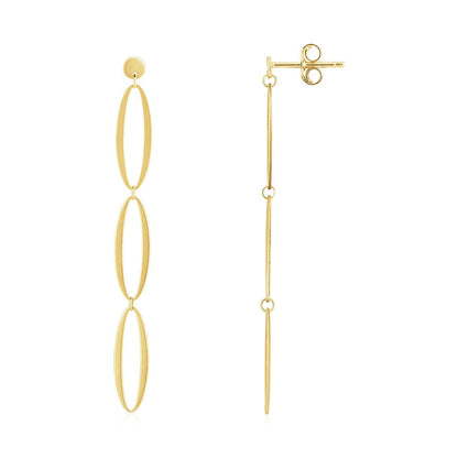14K Yellow Gold Triple Oval Fancy Drop Earrings Bids.com