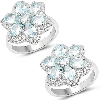 2.88 Carat Genuine Aquamarine .925 Sterling Silver Ring Bids.com