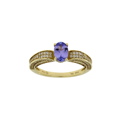1.45ct Tanzanite Diamond Eng Only 14KT Yellow Gold Bids.com