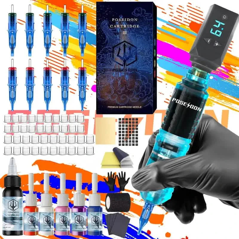 Wireless Tattoo Pen Kit – 6 Color Ink, Cartridges & Power Supply DailySale
