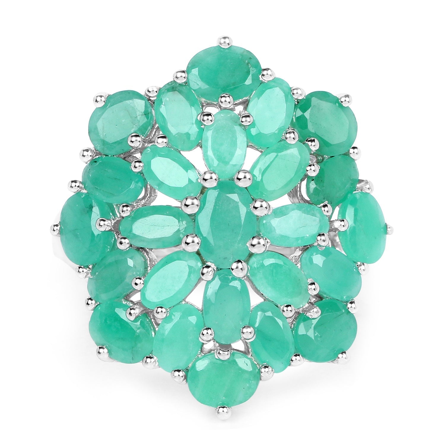 5.88 Carat Genuine Emerald .925 Sterling Silver Ring Bids.com