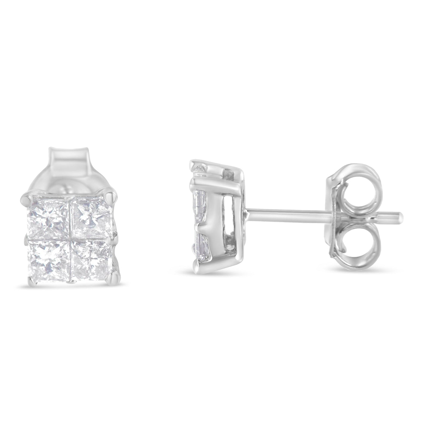 10K White Gold Diamond Stud Earrings (3/4 cttw, H-I Color, SI2-I1 Clarity) Bids.com